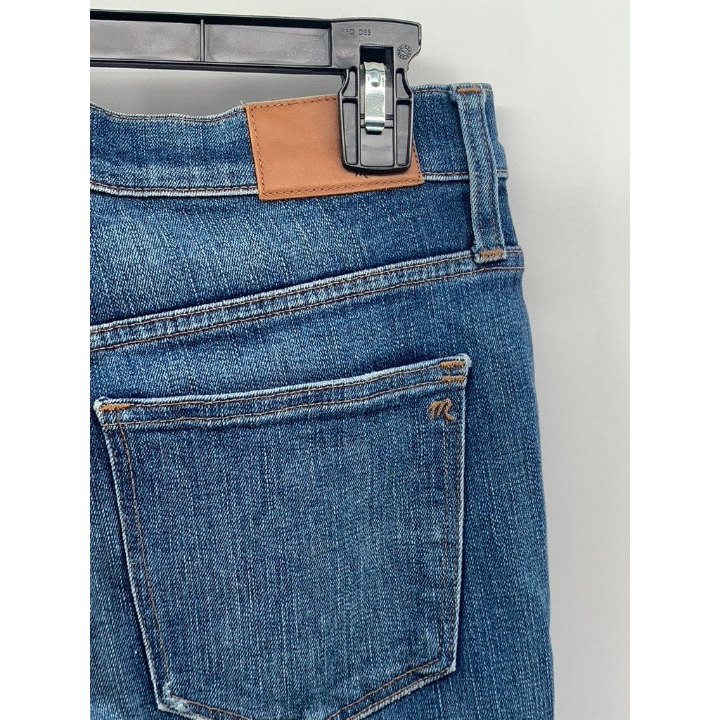 MADEWELL Women's Medium Blue Denim Frayed 10" high Rise Skinny Jean SZ 28
