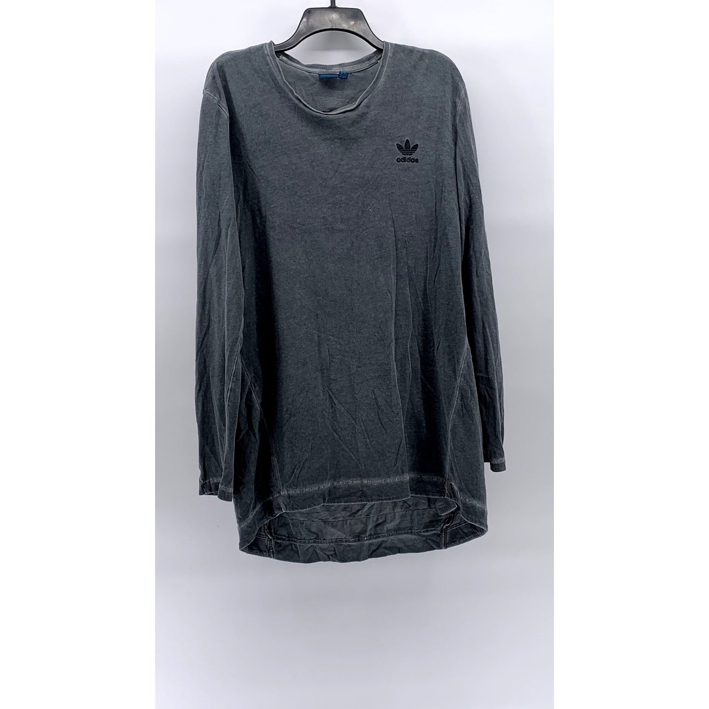 ADIDAS Men’s Dark Gray Mineral Wash Crewneck ST Mod Long Sleeve T-Shirt SZ L