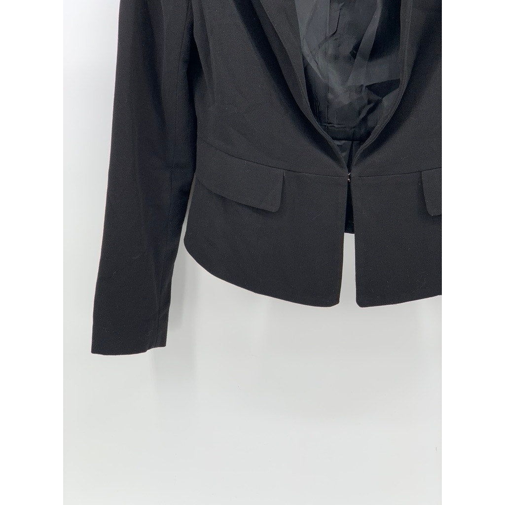 APT. 9 Women's Black Solid Hook & Bar V-Neck Long Sleeve Blazer SZ 4