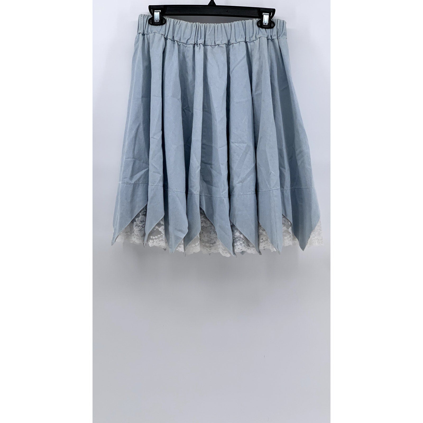 LONDON BRIDGE MONDIKI Women’s Blue Vintage Lace Trim Point Hem Skirt SZ 20