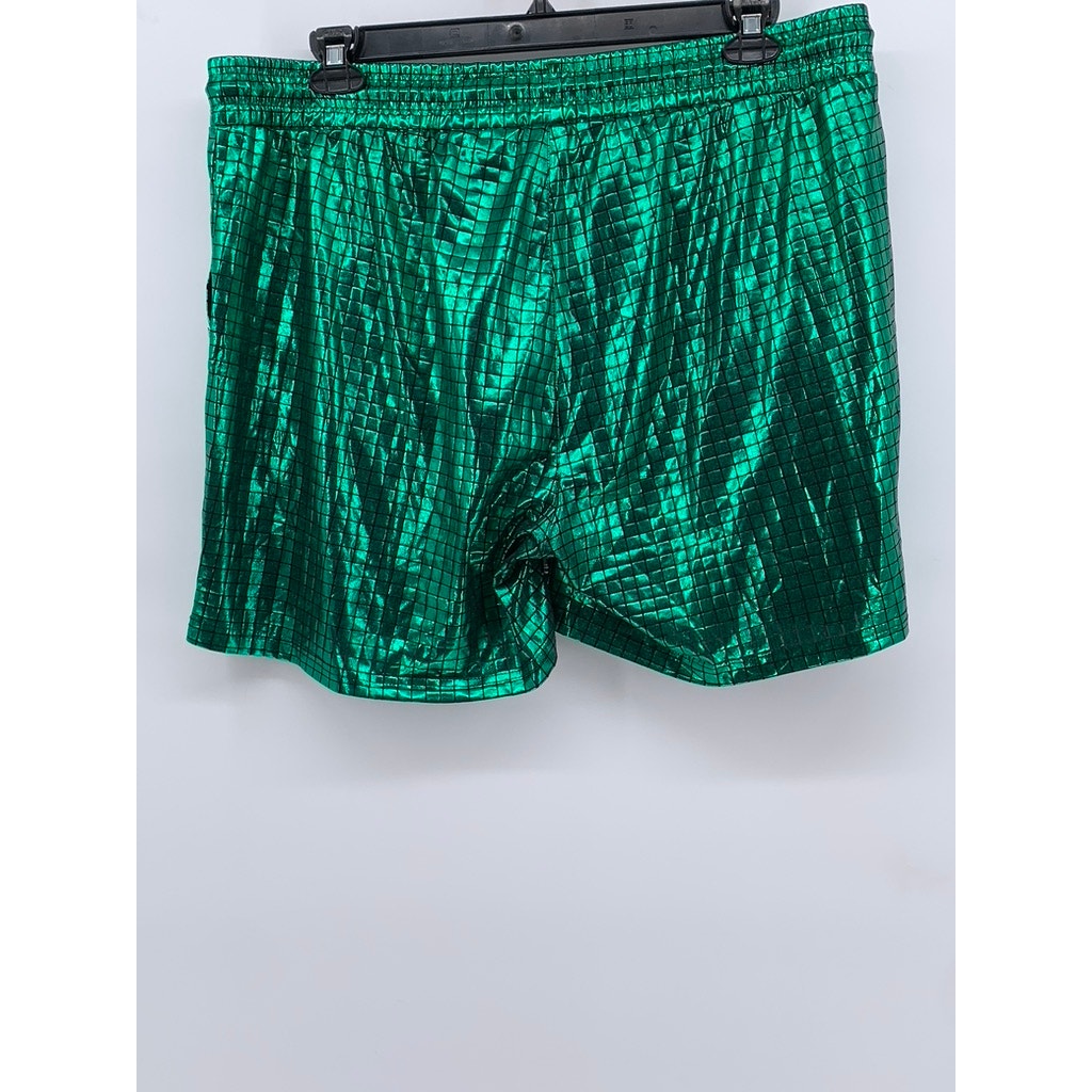 CASEY KEVIN Men's Green Metallic Square Print Shorts SZ 2XL