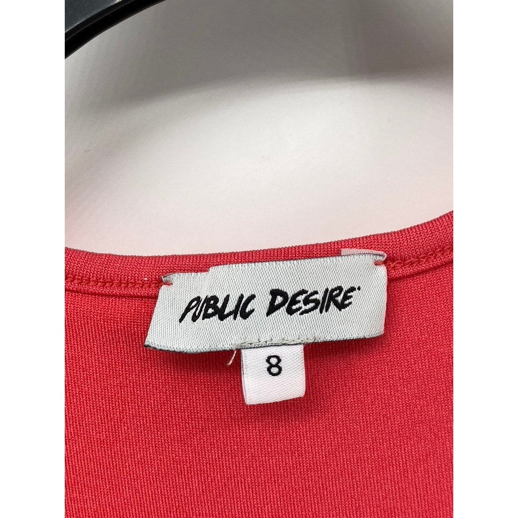 PUBLIC DESIRE Women's Pink Double Layer V-Neck Racerback Tank Maxi Dress SZ 8