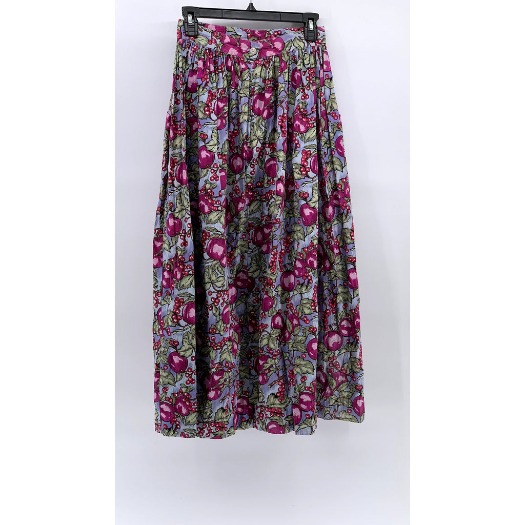 RUFF HEWN Women's Vintage Pink Floral Print Pleated A-Line Midi Skirt SZ 8