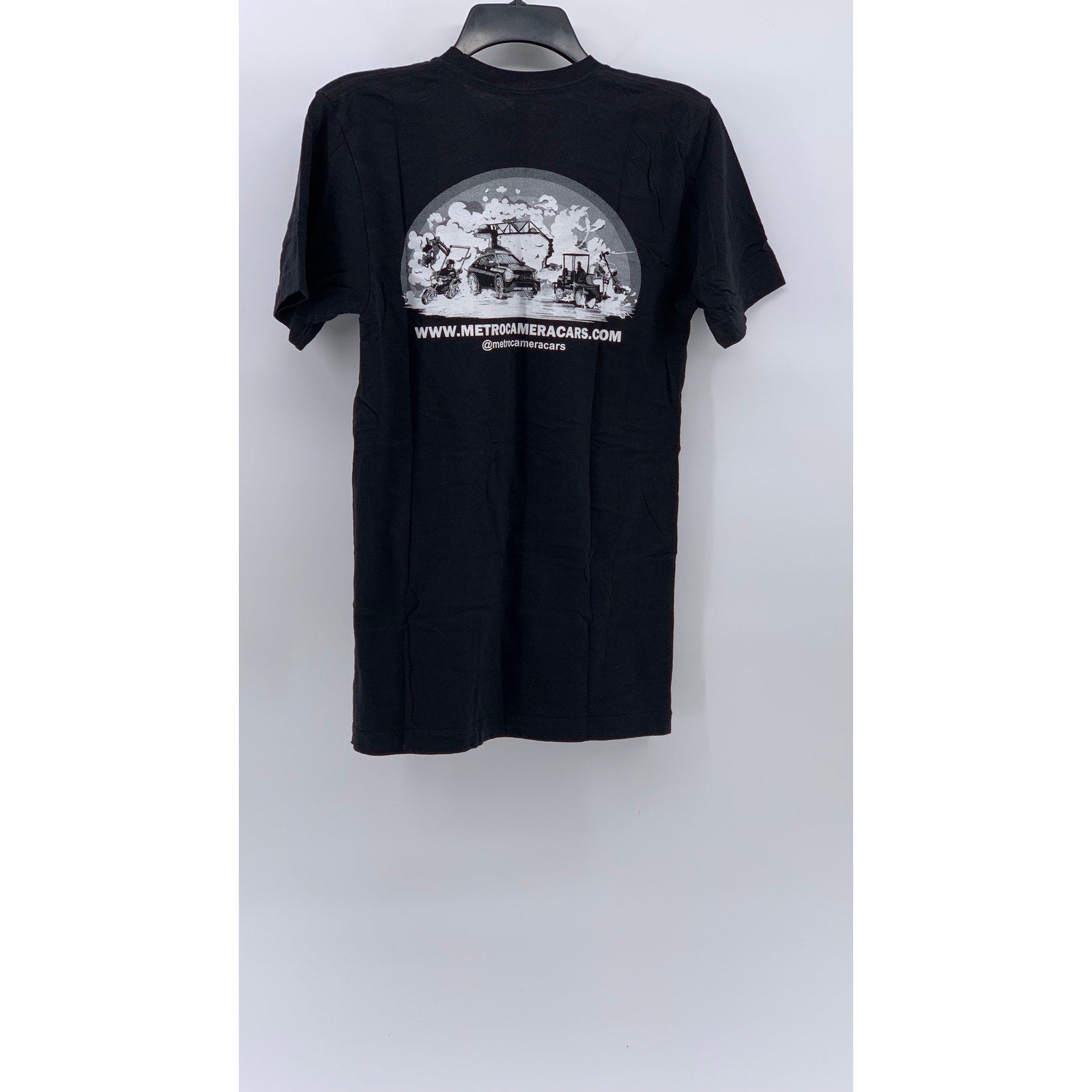 AMERICAN APPAREL Men's Black Casual Crewneck Graphic Short Sleeve T-Shirt SZ S