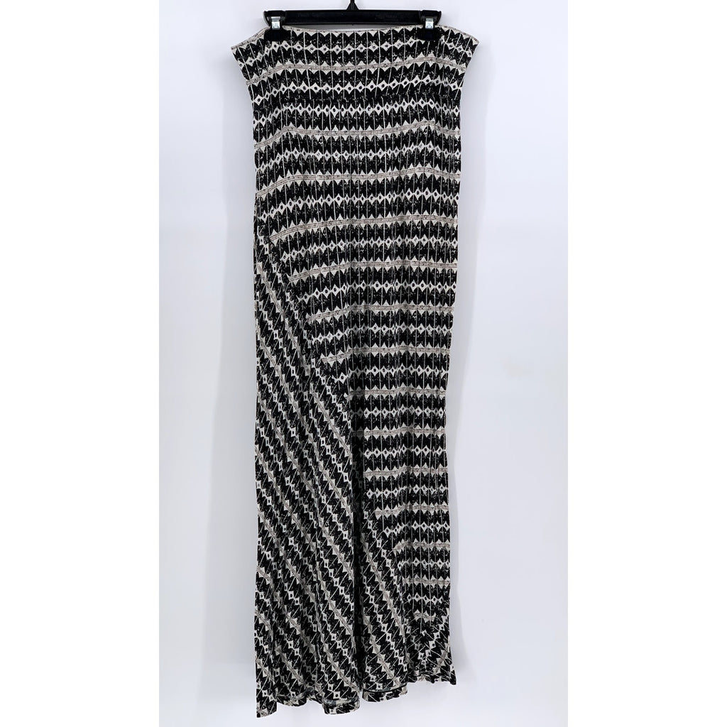 MAX EDITION Women’s Black-White Printed Maxi Skirt SZ M