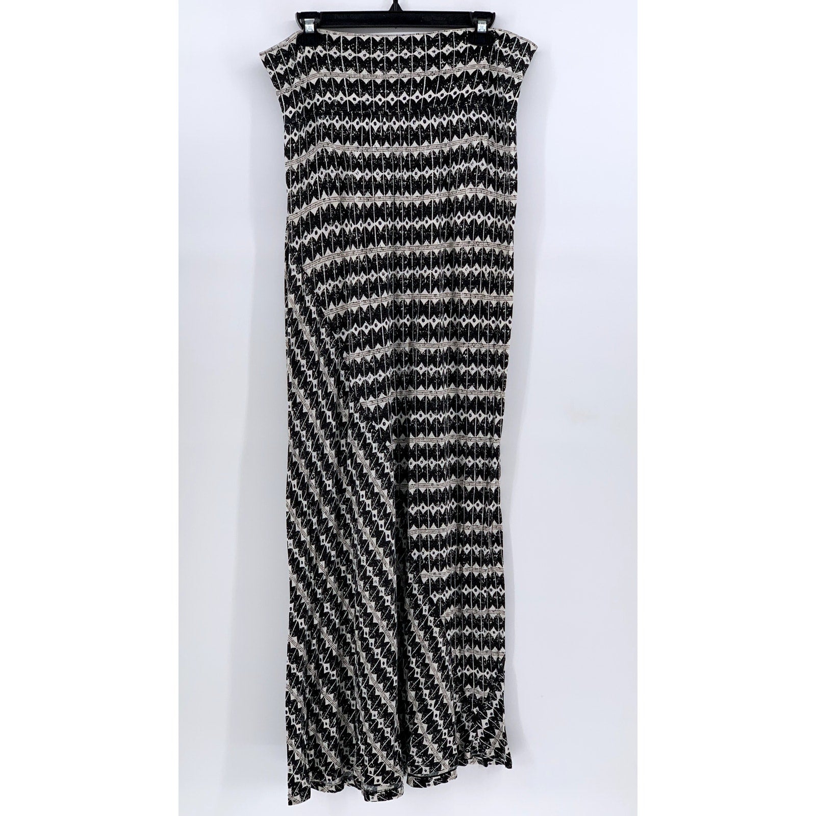 MAX EDITION Women’s Black-White Printed Maxi Skirt SZ M