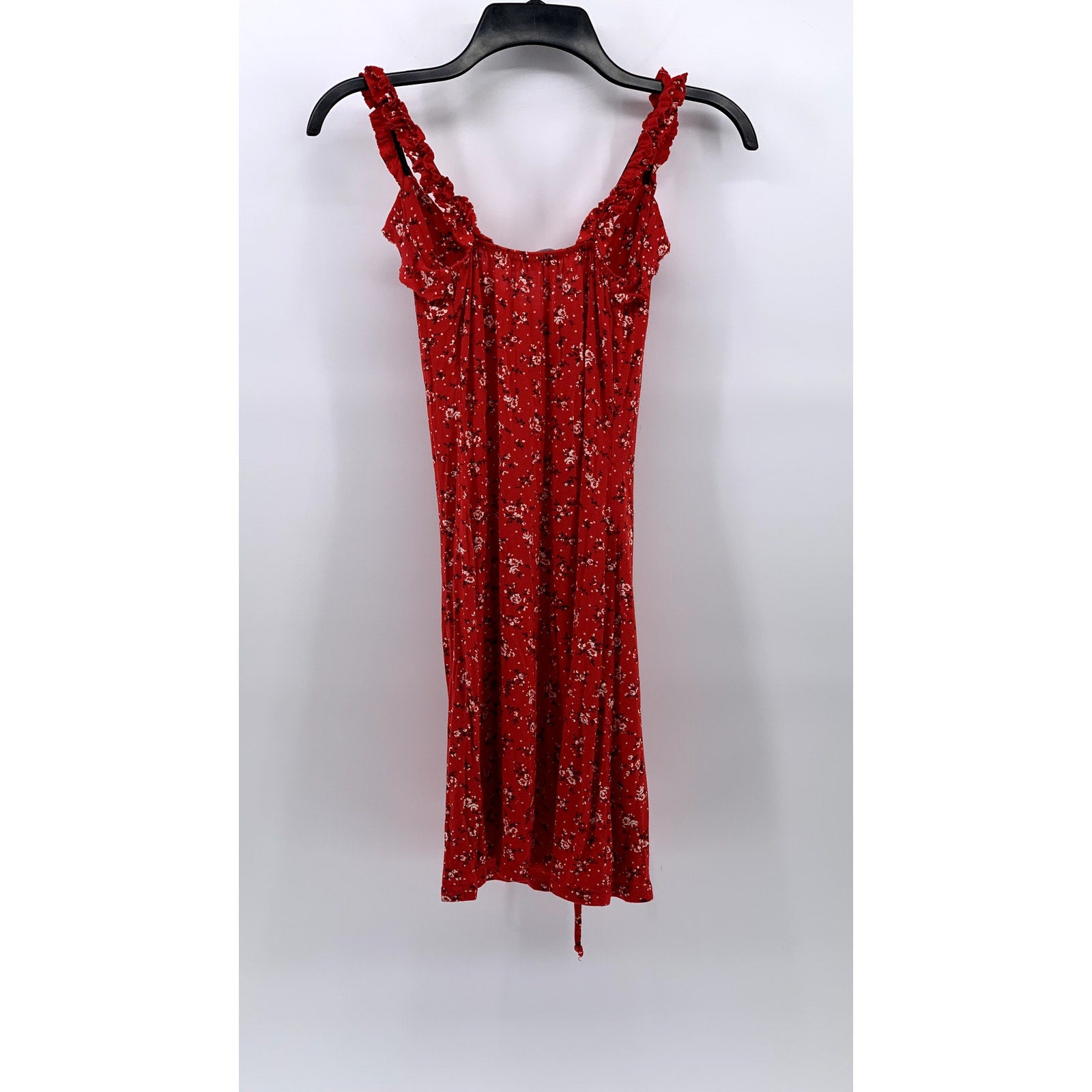 PRETTYLITTLETHING Women's Red Ditsy Floral Lace-Up Bodycon Mini Dress SZ 2