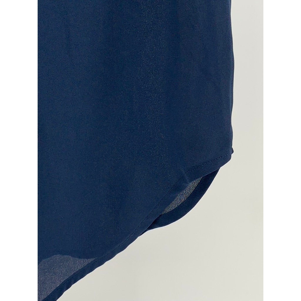 SWEET RAIN Women's Navy Cap Sleeve Split Neck Top SZ M