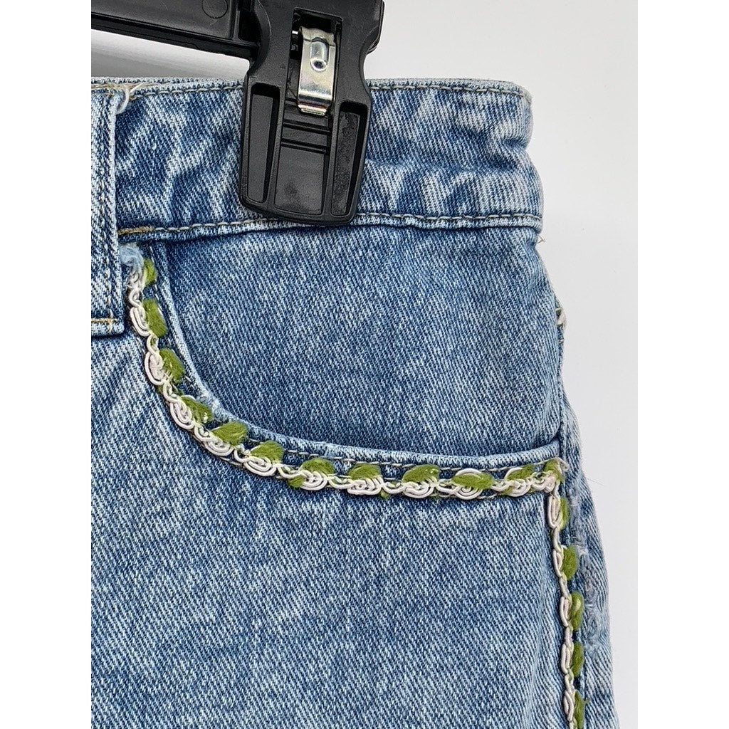 FREE PEOPLE Women's Blue-White Bleached Raw-Hem Distressed Cut-Off Shorts SZ 27