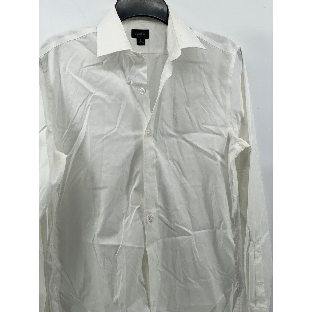 J.CREW Men's White Cotton Poplin Slim-Fit Button-Up Long Sleeve Shirt SZ S