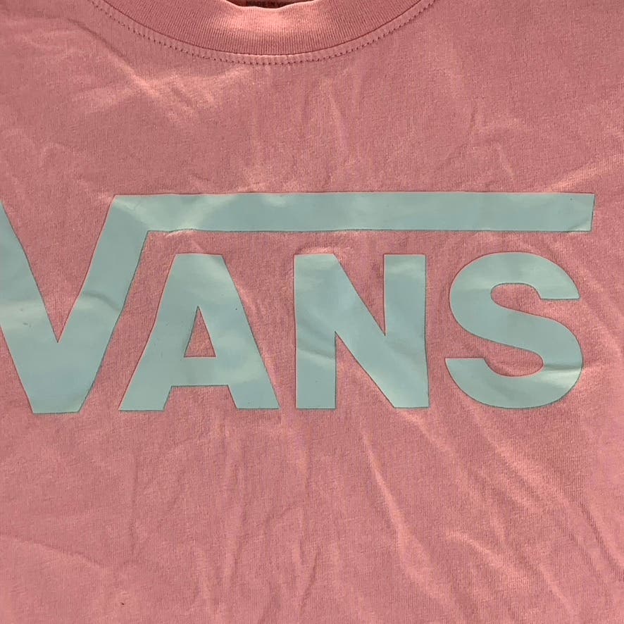 VANS Women's Salmon Pink Long Sleeve Cropped Logo T Shirt SZ XS