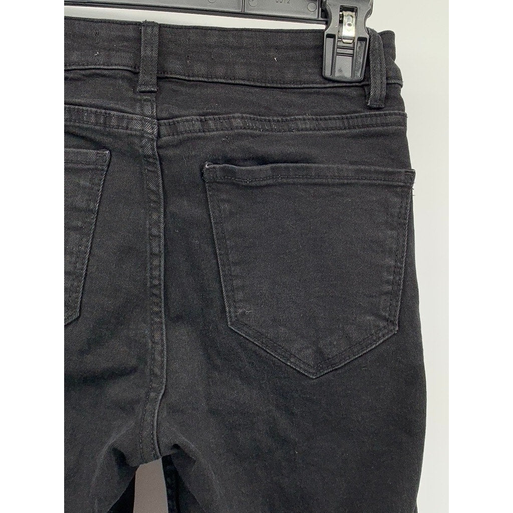 MNG Women's Black Solid Denim Regular-Fit Flare Jeans SZ 2