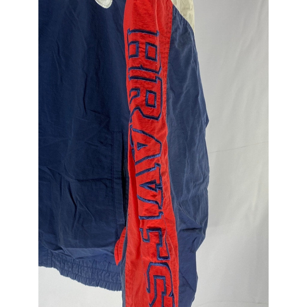 STARTER Men's Vintage Blue-Red Atlanta Braves Zip-Up Windbreaker Jacket SZ XL