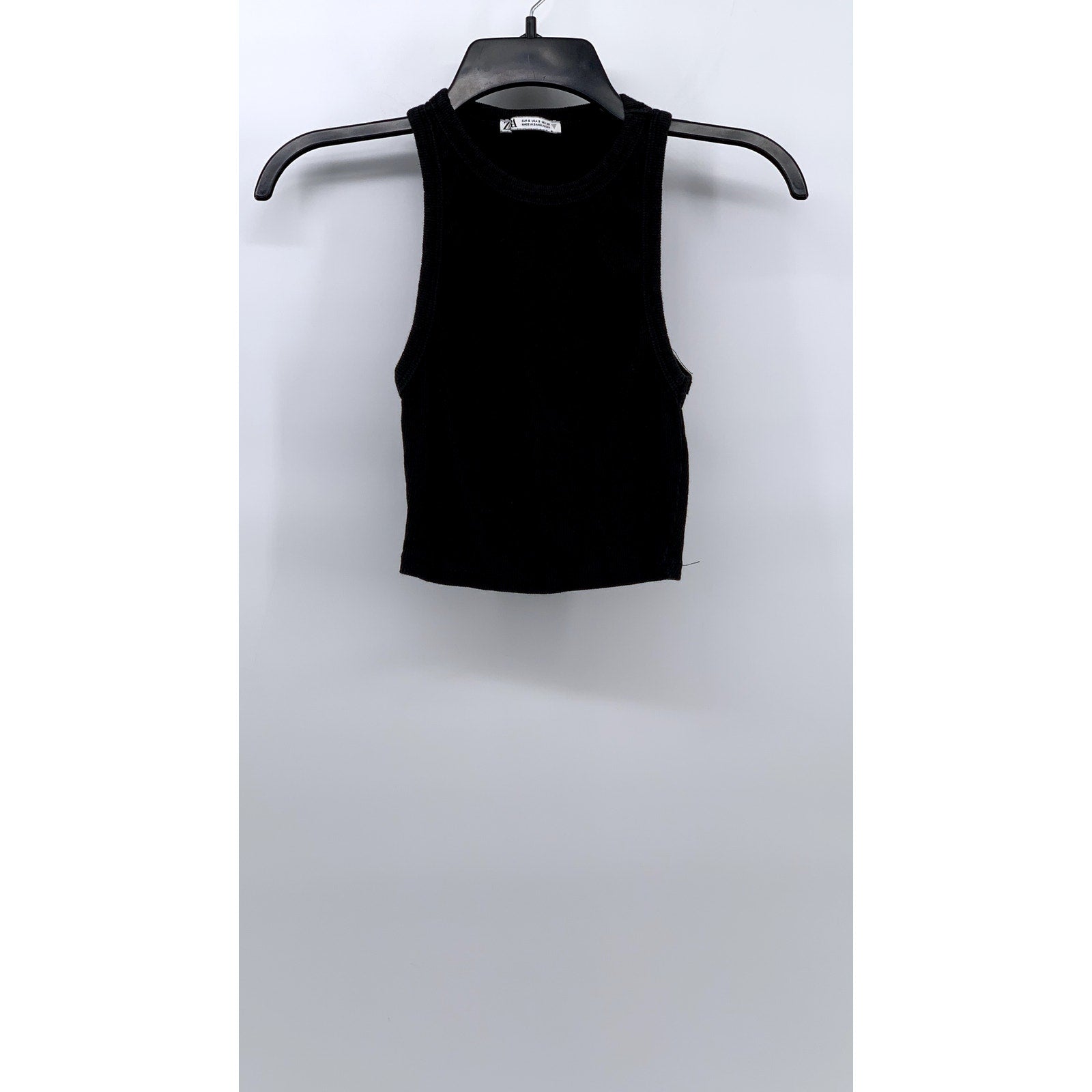 ZARA Women's Black Ribbed Cropped Tank Top SZ S