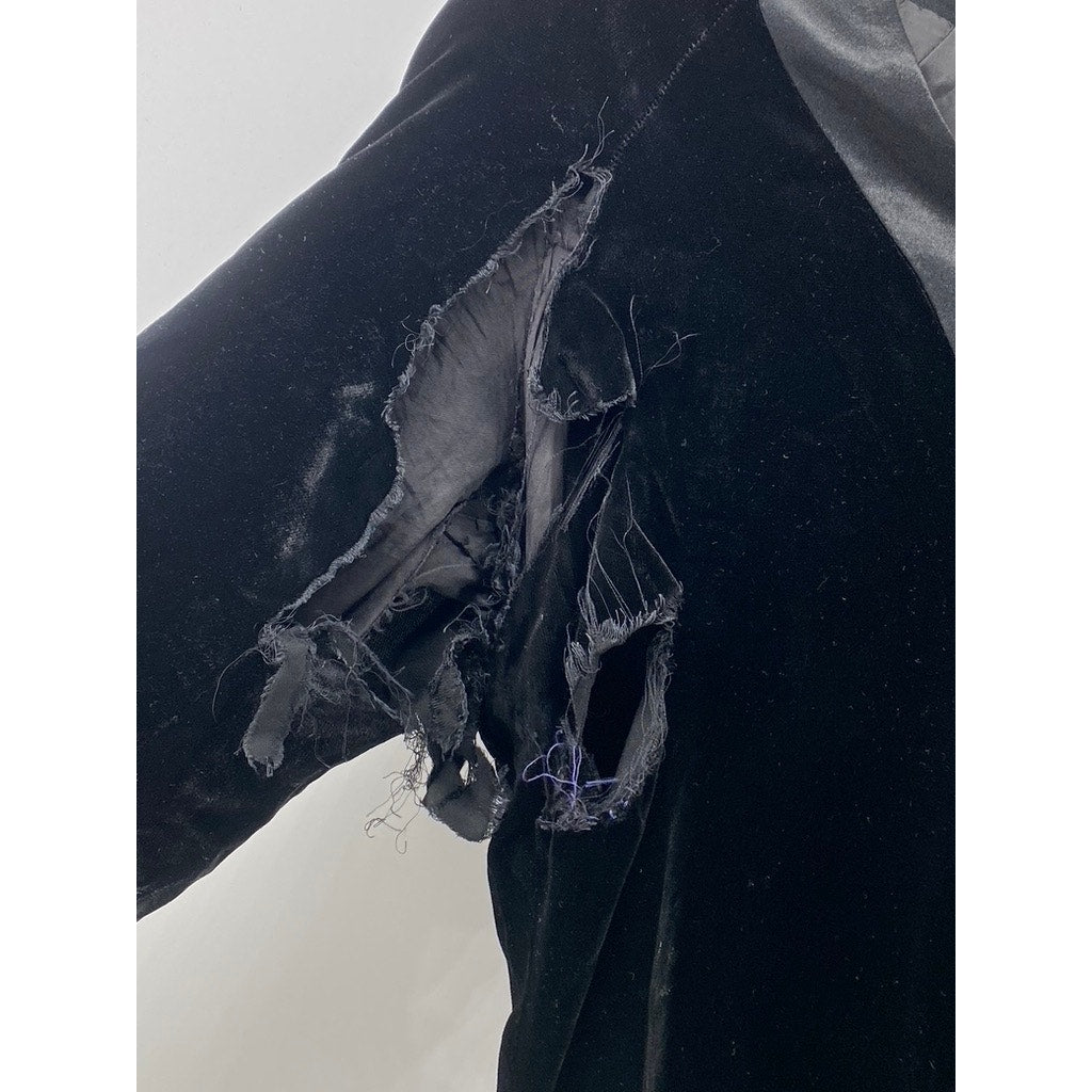 VALENTINO BOUTIQUE Women's Vintage Rare Black Velvet Offset Button-Down Gown SZ6