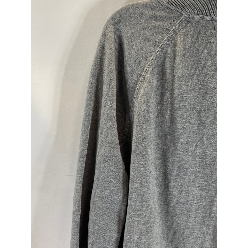 BANANA REPUBLIC Men's Light Grey Supima-Wool Zip-Up Stand Collar Sweater SZ L