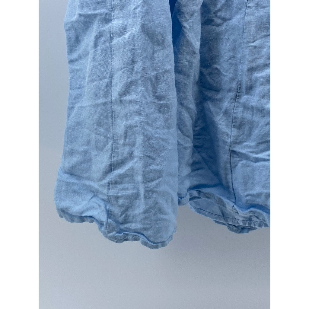 APPRAISAL Women's Sky Blue Linen-Blend A-Line Knee Length Skirt SZ 8