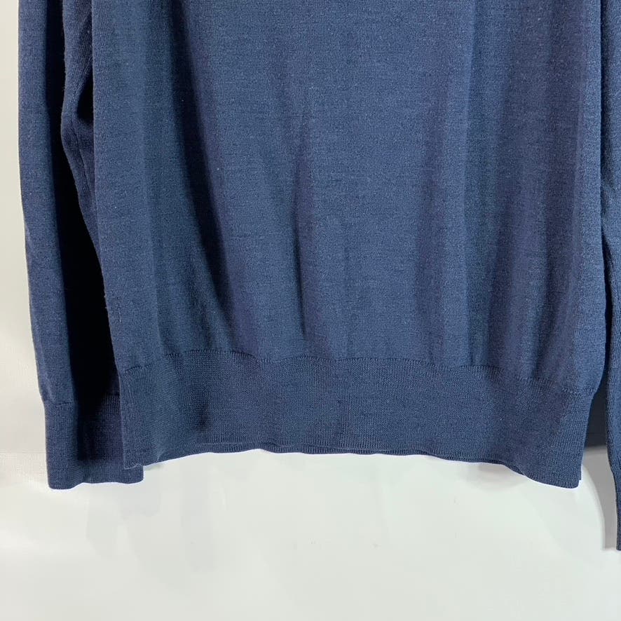 BROOKS BROTHERS Men's Blue Quarter-Zip Saxxon Wool Pullover Sweater SZ XL