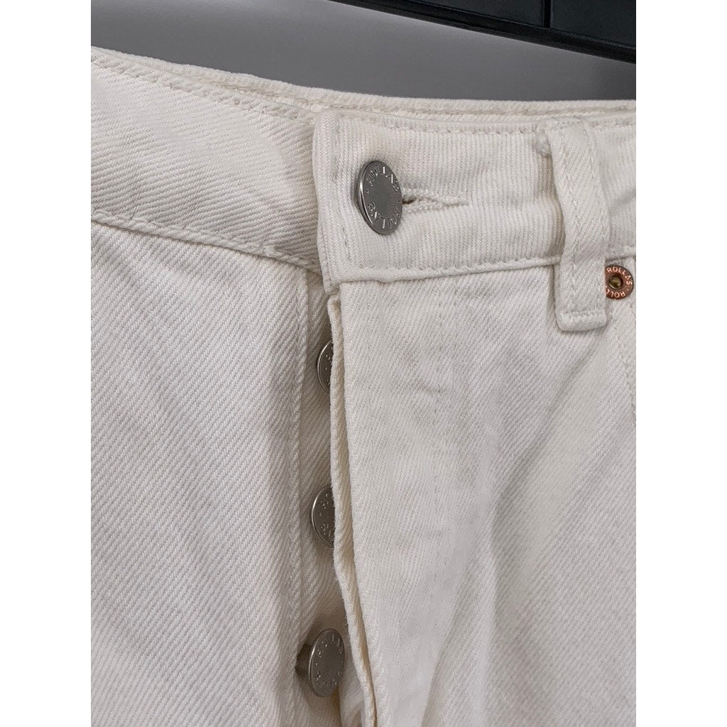 ROLLA'S Women's White Denim Classic Straight Leg High Rise Button-Fly Jeans SZ26
