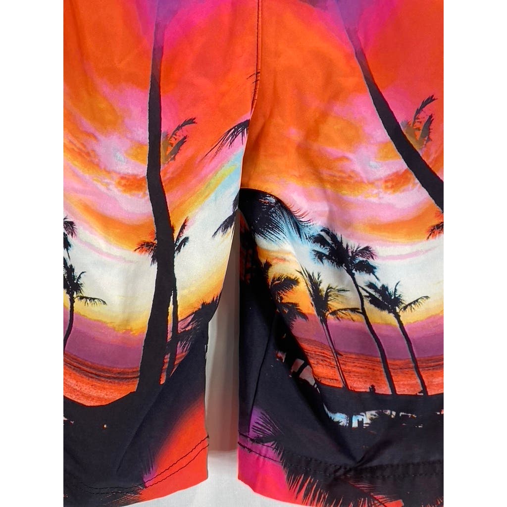 AMERICAN EAGLE Men's Red Tropical Print Drawstring Pull-On Board Shorts SZ XS