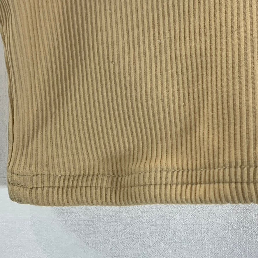EDIKTED Women's Beige Lenny Ribbed Crop Stretch Top SZ S