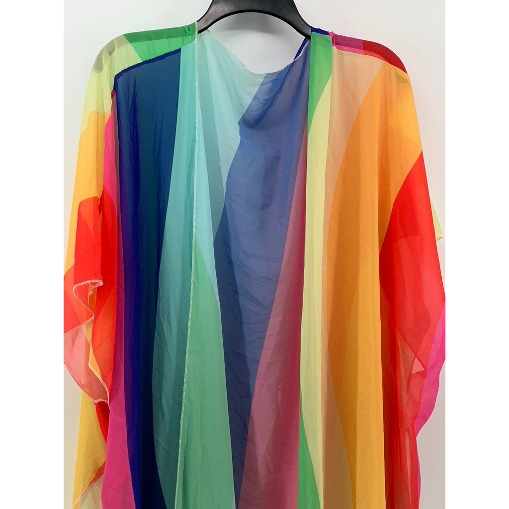 HIBLUCO Women's Multicolor Sheer Kimono SZ OS