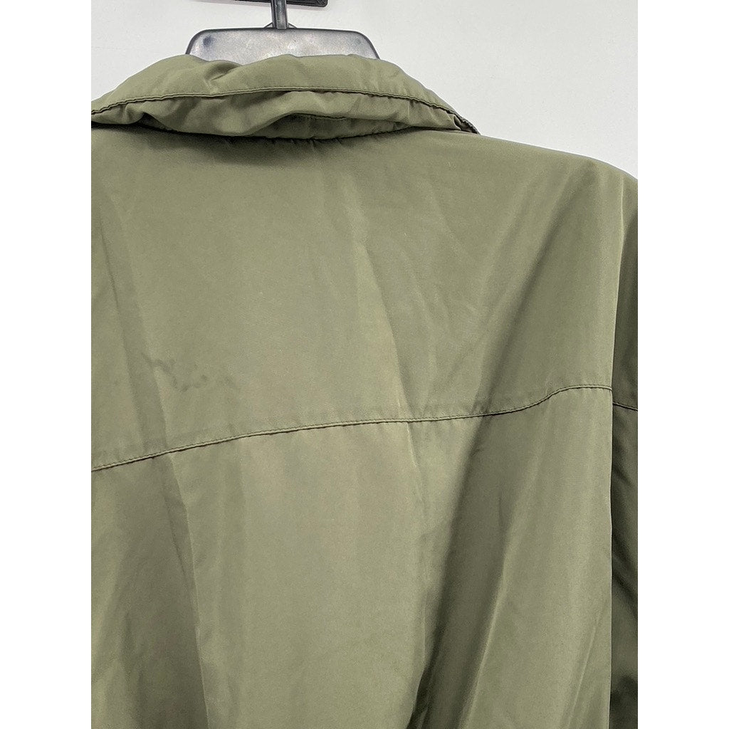 LABIJOU Women's Olive Green Snap-Button Cropped Puffer Jacket SZ M