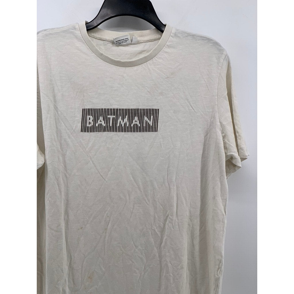 UNBRANDED Men's White Batman Logo Crewneck Short Sleeve T-Shirt SZ L