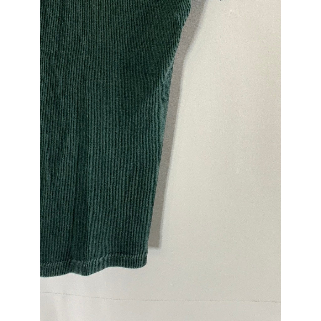 BRANDY MELVILLE Women's Dark Green Ribbed V-Neck Short Sleeve Top SZ XS