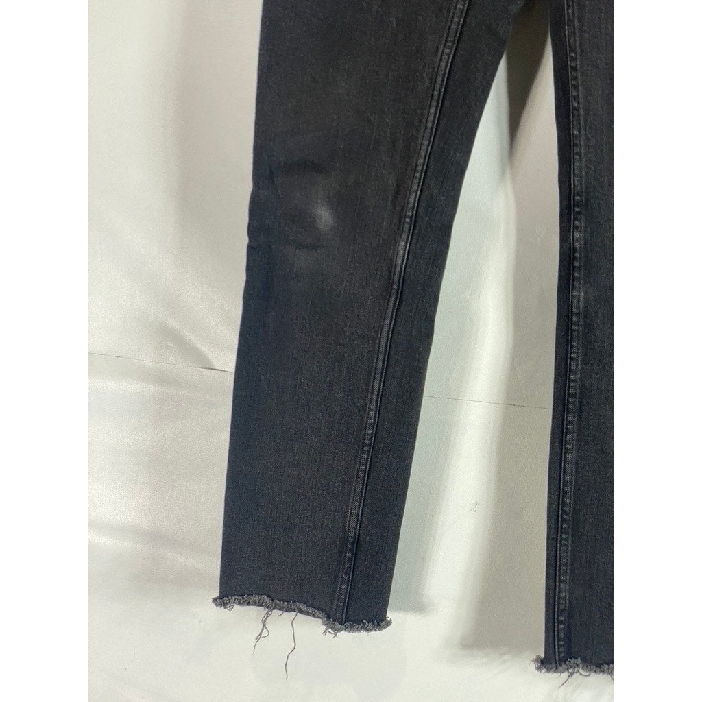 MTWTFSS WEEKDAY Women's Way Black Skinny-Fit Raw-Hem Denim Jeans SZ 28X30
