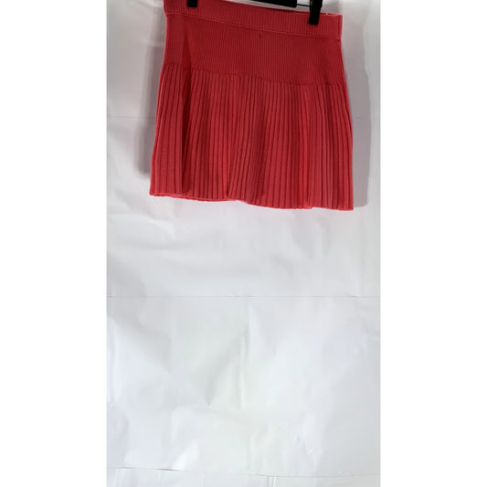 AERIE Women's Dark Pink Take Charge Pull-On Ribbed Flare Sweater Mini Skirt SZ M