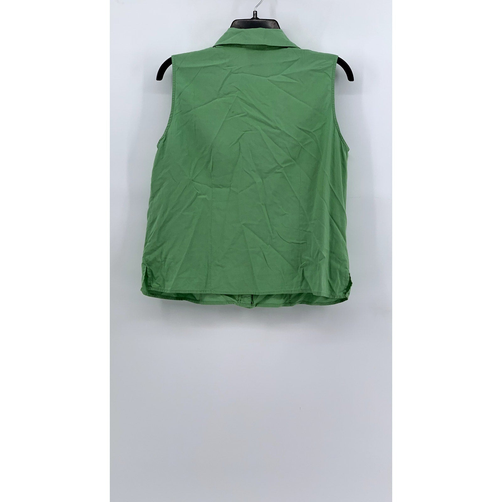 NOTATIONS Women's Green Silk Button-Up Sleeveless Top SZ L