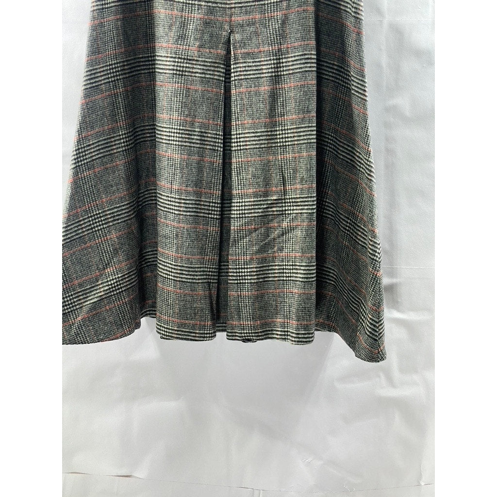 JOSEPH Women's Black-Red Plaid Virgin-Wool Blend Knee Length Skirt SZ 38(US6)