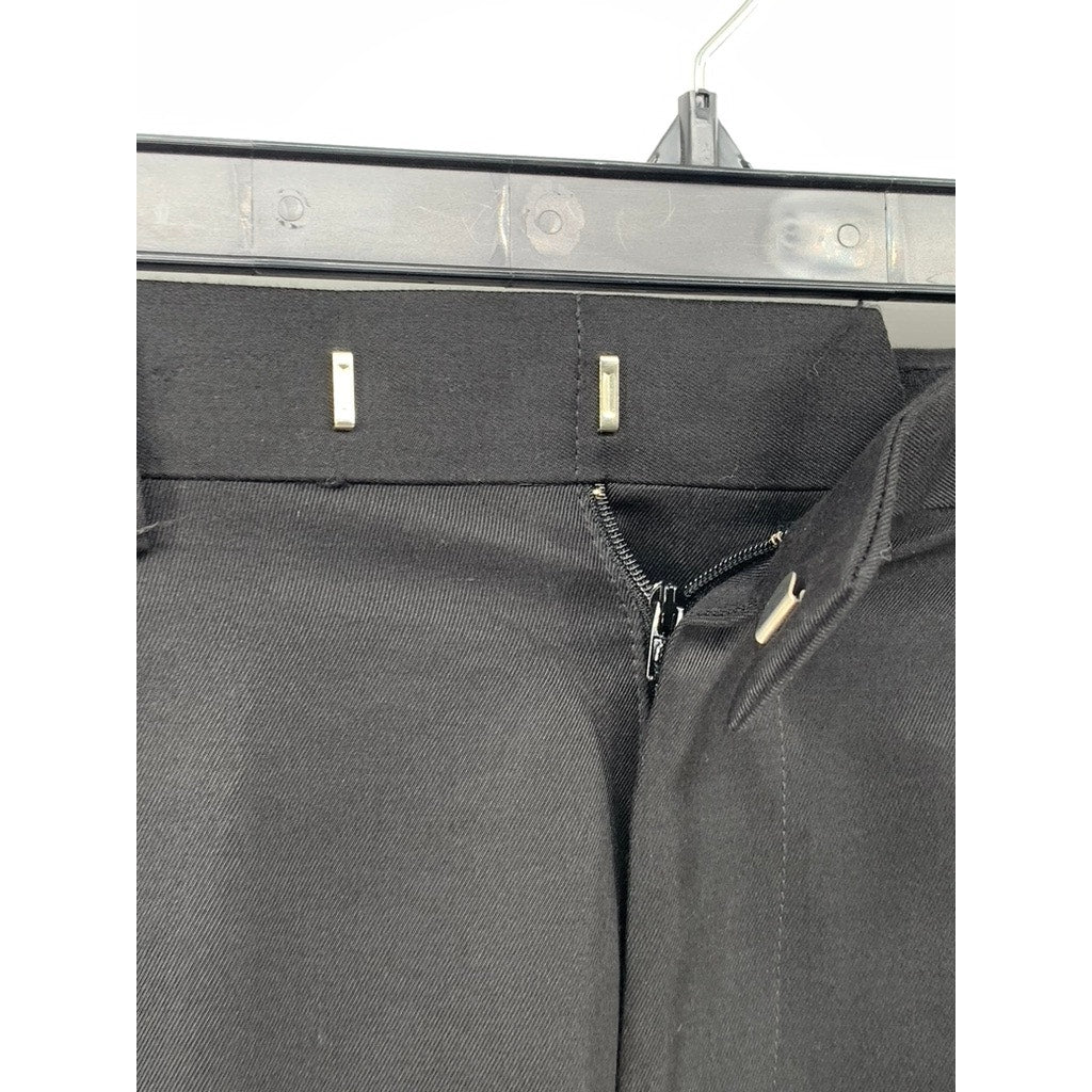 SAVANE Men's Black Solid Straight Flat Front Pants SZ 34X30