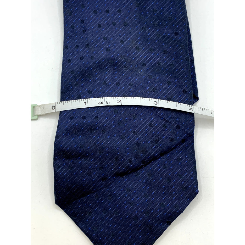 CALVIN KLEIN Men's Vintage 90's Silk Polka Dotted USA Navy Blue Tie OS
