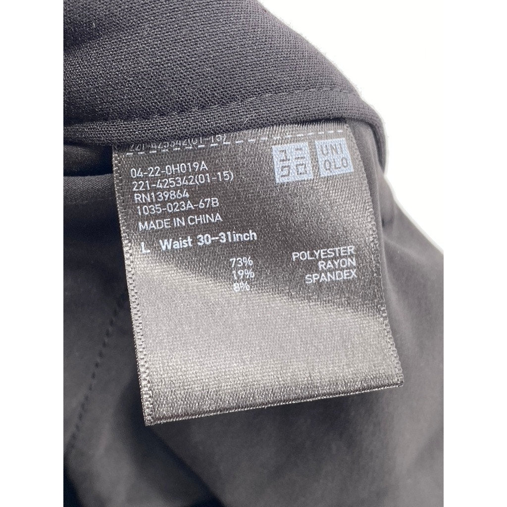 UNIQLO Women's Black Solid Regular-Fit Wide-Leg Ankle Pant SZ L