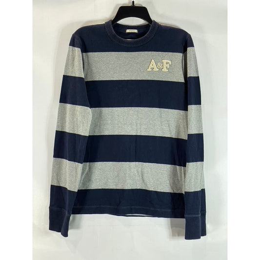 ABERCROMBIE & FITCH Men's Navy/Grey Crewneck Pullover Muscle Sweater SZ L