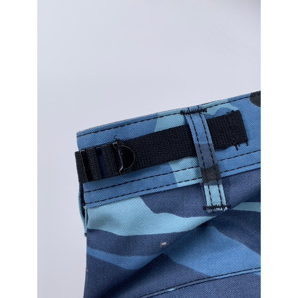 UNBRANDED Women's Blue Camo Print Button-Fly Straight-Leg Pants SZ XS