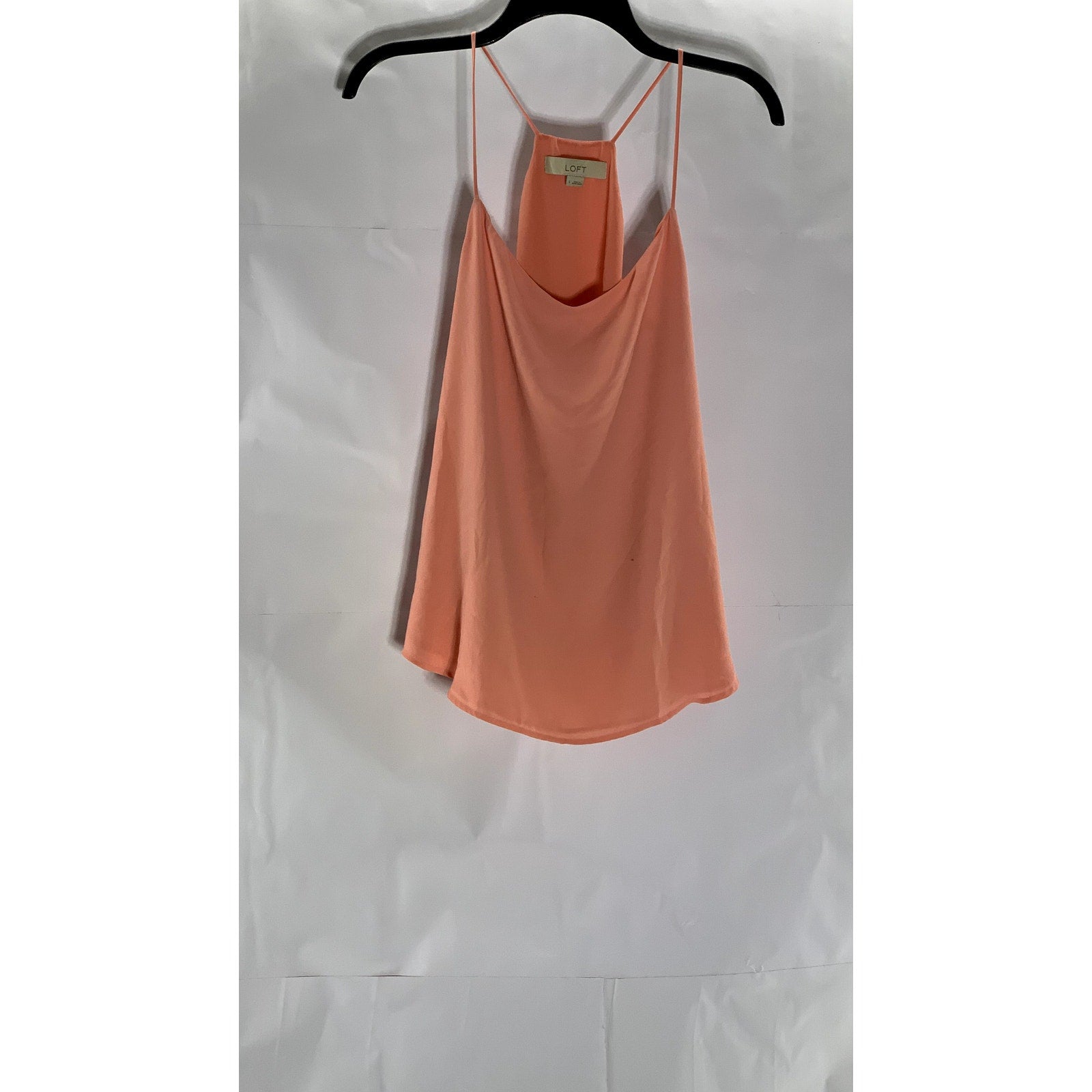 ANN TAYLOR LOFT Women's Peach V-Neck Spaghetti Strap Loose-Fit Racerback Top SZS