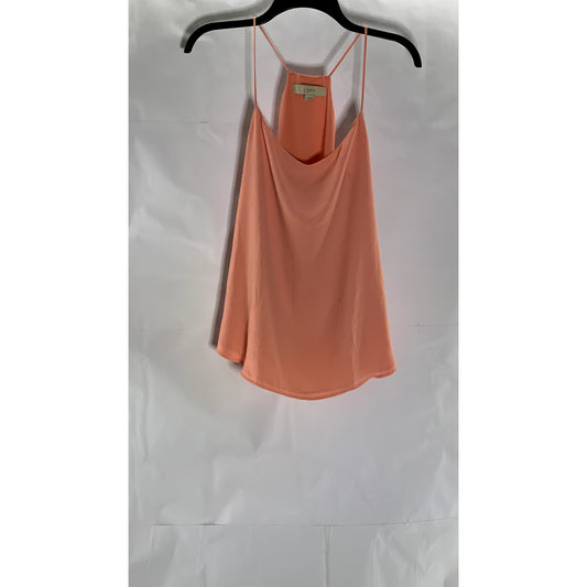 ANN TAYLOR LOFT Women's Peach V-Neck Spaghetti Strap Loose-Fit Racerback Top SZS