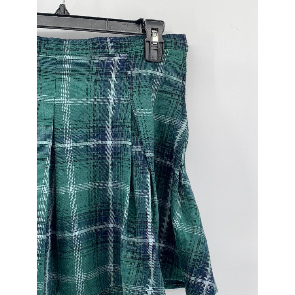 SO GOODS FOR LIFE Women's Black-Green Plaid Mini Skirt SZ 9