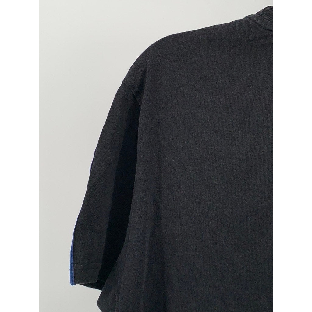 CALVIN KLEIN JEANS Men's Black Crewneck Shoulder Stripe Casual T-Shirt SZ L