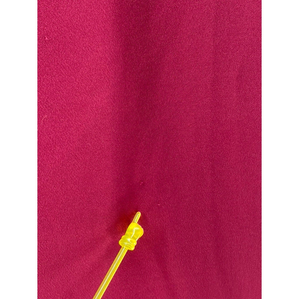 DIANE VON FURSTENBERG Women's Burgundy Split-Neck Kora Short Sleeve Dress SZ S