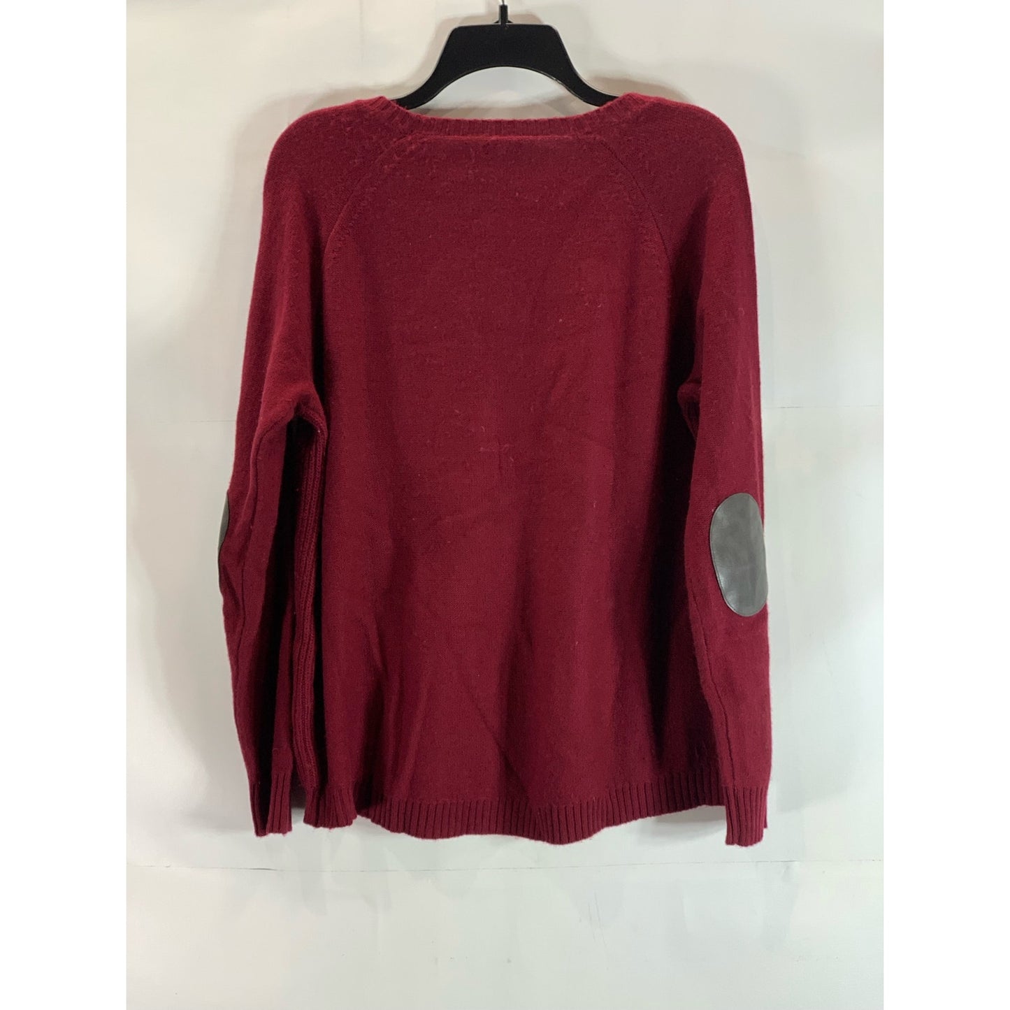 J. CREW FACTORY Women's Burgundy Warmspun Swingy Elbow-Patch Sweater SZ M