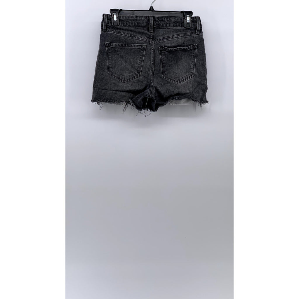 OLD NAVY Women's Washed Black Distressed High-Rise Brenda Denim Shorts SZ 2