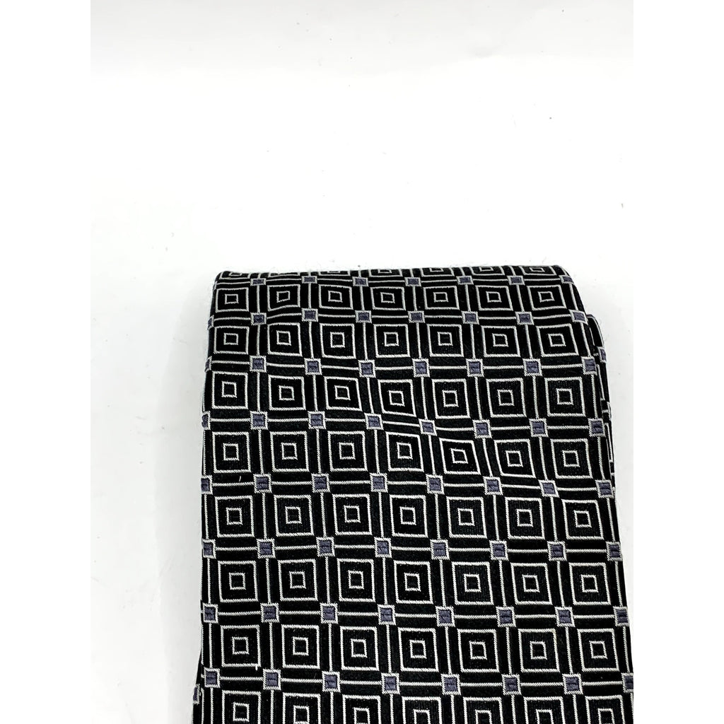 CLUB ROOM Men's Vintage Black/White Patterned Abstract Silk Regular Tie OS