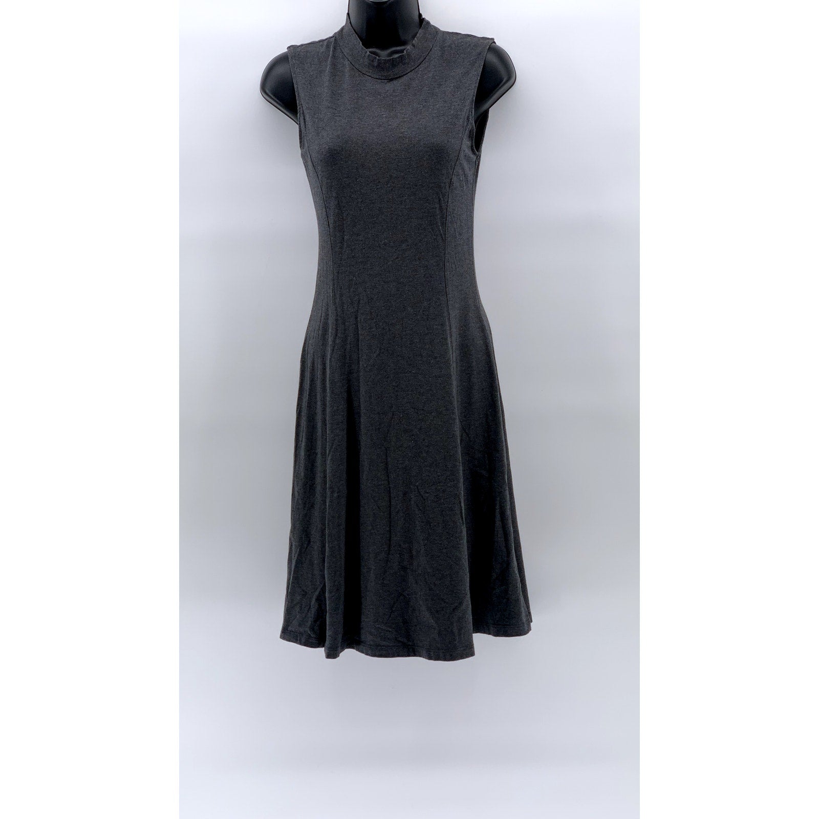 UNIQLO Women's Charcoal Gray Crewneck Sleeveless Casual A-Line Midi Dress SZ XS