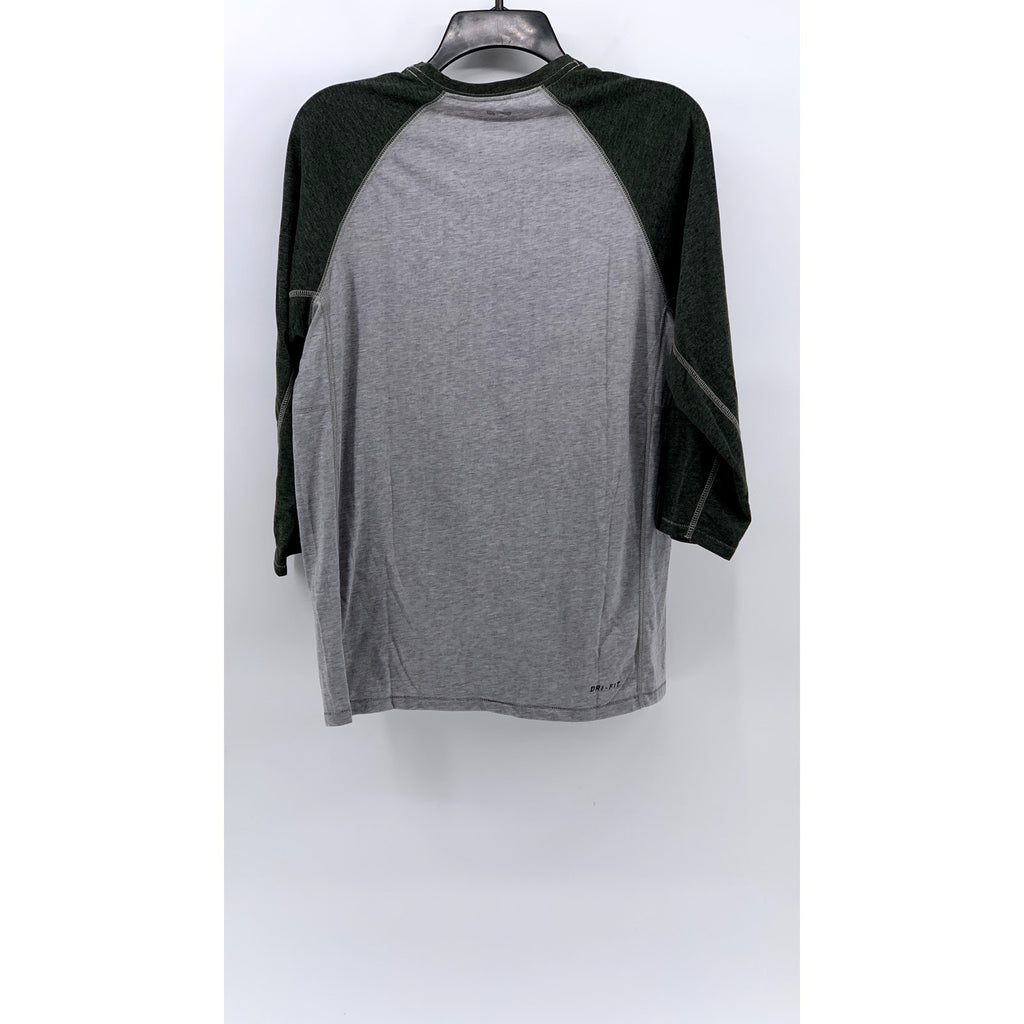 NIKE SB Men's Green- Heather Gray Colorblock Long Sleeve Henley T-Shirt SZ M