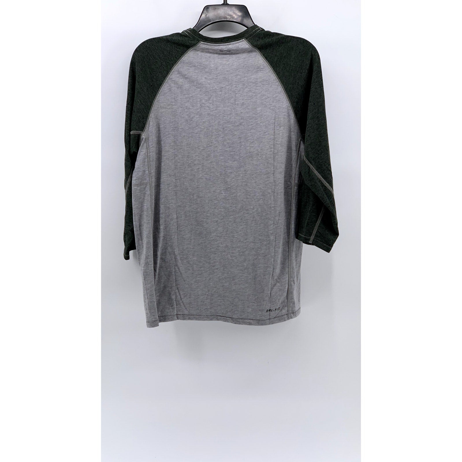 NIKE SB Men's Green- Heather Gray Colorblock Long Sleeve Henley T-Shirt SZ M