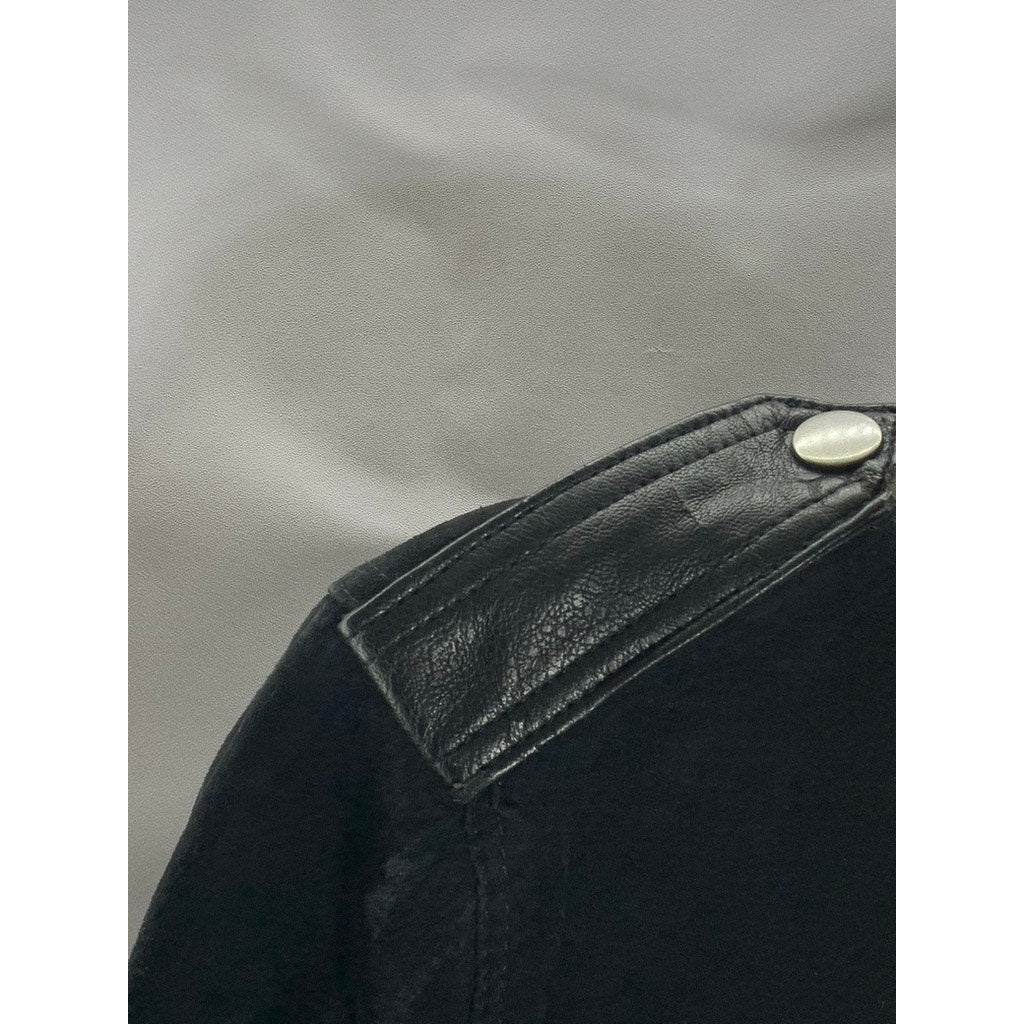 FOREVER 21 Women's Black Pigskin Leather Button-Up Jacket SZ M